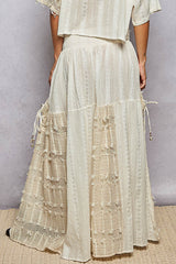 POL Mixed Fabric and Textured Pants in Natural