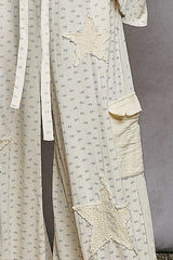 POL Floral Gauze Patch Pants in Cream