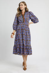 Umgee Vibrant Floral Print Maxi Dress in Brown Mix