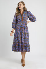 Umgee Vibrant Floral Print Maxi Dress in Brown Mix