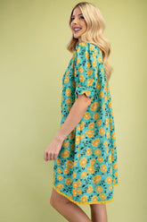 GiGio Floral Print Mini Dress in Green