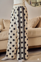 LovLov Polka Dot Lace Trimmed Pants in Ivory
