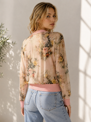 Sew in Love Floral Mesh Cardigan in Yellow/Pink