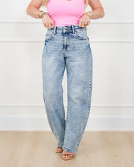 Judy Blue High Rise Light Wash Double Waist Band Marlow Arc Leg