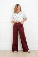 Judy Blue High Rise Burgundy Retro Wide Leg Jeans with Twisted Seams