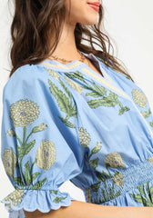 Umgee Bold Floral Print Midi Dress in Periwinkle Mix ON ORDER