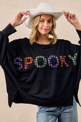 BiBi OVERSIZED Halloween SPOOKY Patched Top in Black