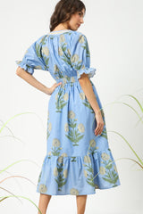 Umgee Bold Floral Print Midi Dress in Periwinkle Mix ON ORDER