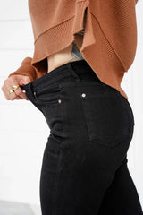 Restock! Judy Blue Dark Horse Black High Rise Black Tummy Control Classic Straight Leg Jeans