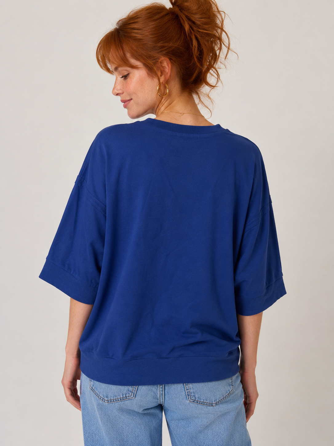 BiBi Americana Patched Front French Terry Top in Navy