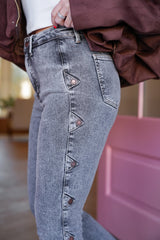 Judy Blue High Rise Grey Tummy Control Bootcut Jeans with Western Side Seam