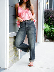 Judy Blue High Rise Medium Wash Marlow Arc Leg Jeans with Double Button