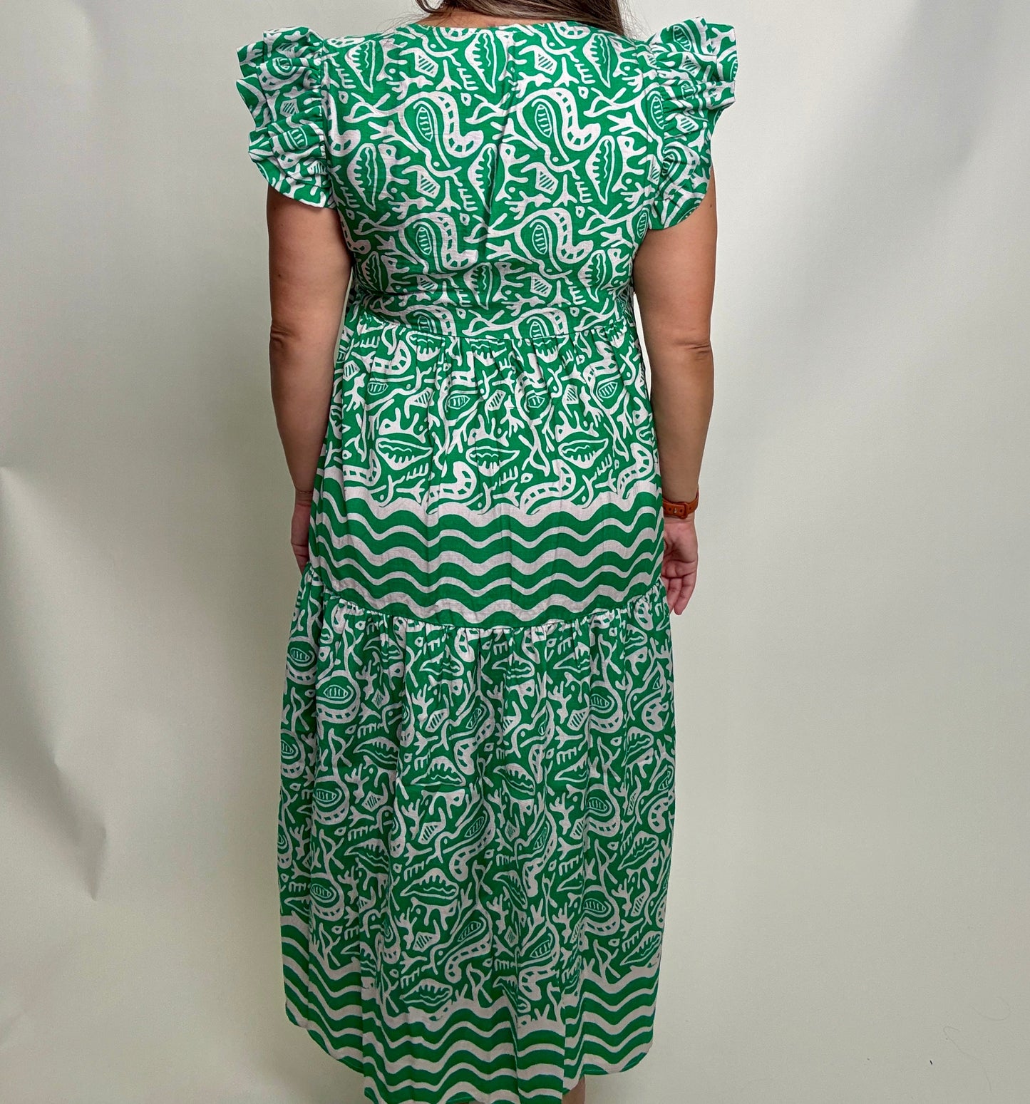 Jodifl Emerald Coast Printed Midi Dress in Kelly Green