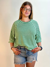 BiBi Textured Striped Top in Jade