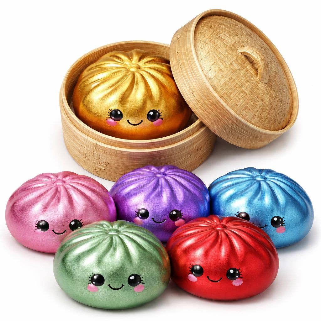 Metallic Squishy Dumplings Toy – 4" Mystery Collectible Squeeze Toy