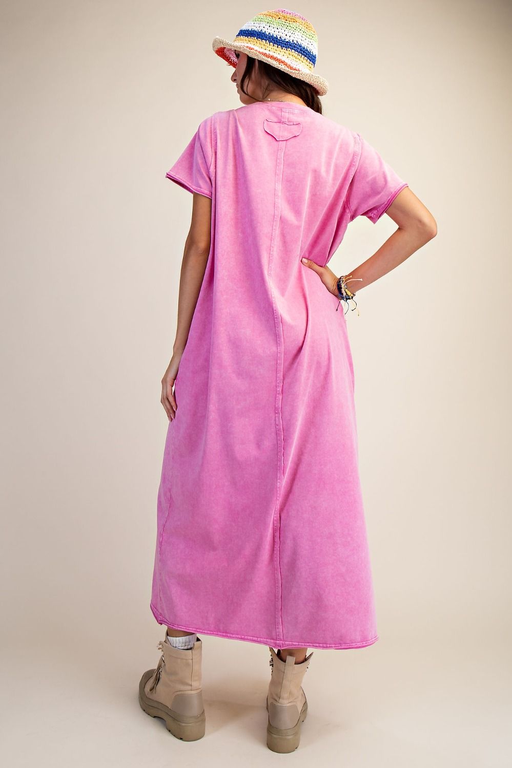 Easel Mineral Washed Maxi Dress in Orchid