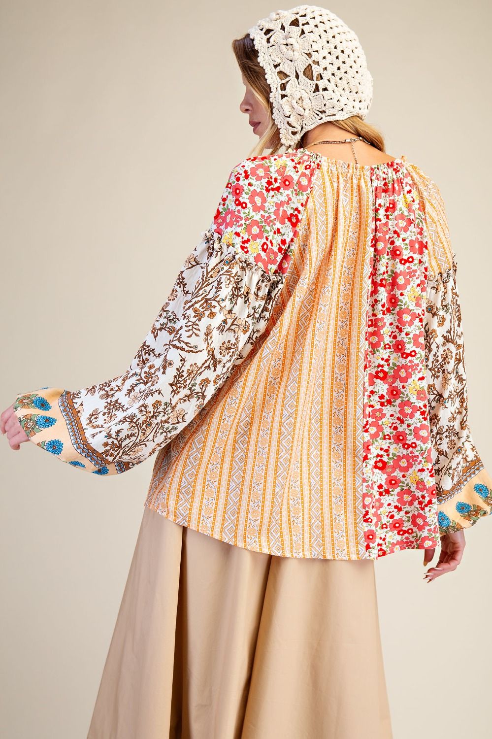 Easel Mix n Match Printed Top in Coral
