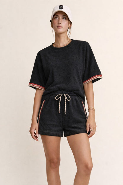 Davi & Dani Terry Knit Set in Black