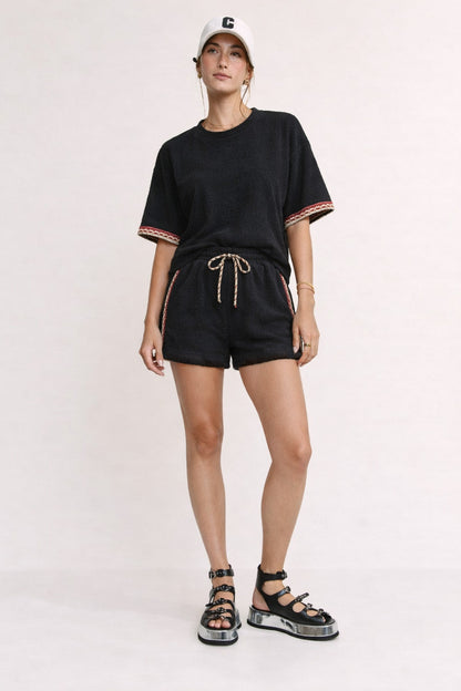 Davi & Dani Terry Knit Set in Black
