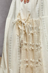 POL Mixed Fabric and Textured Pants in Natural