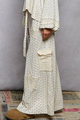 POL Floral Gauze Patch Pants in Cream