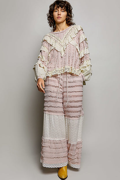 POL Lace Pants in Soft Pink