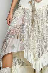 POL Layered Lace Skirt in Cream Mix