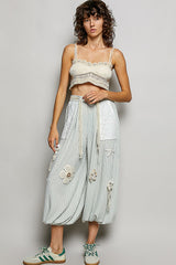 POL Knit Pants with Crochet Patch Details in Mint