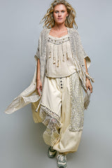 POL Woven Midi Cardigan in Natural