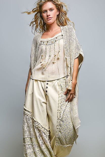 POL Woven Midi Cardigan in Natural