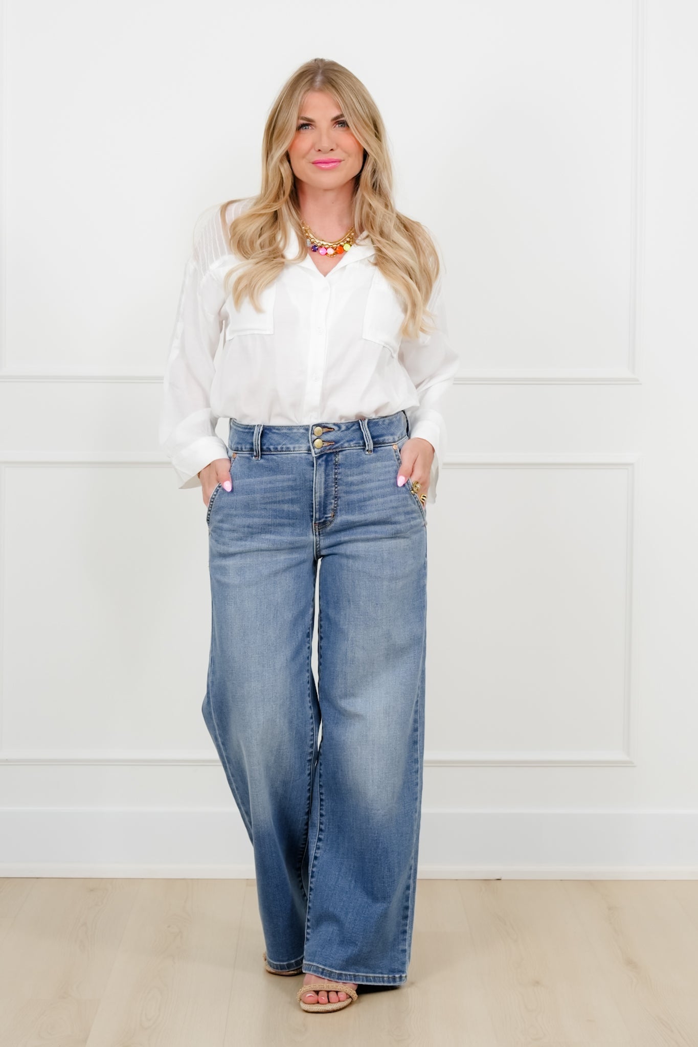 Judy Blue High Rise Medium Wash Multiple Inseam Column Jeans with Trouser Styling