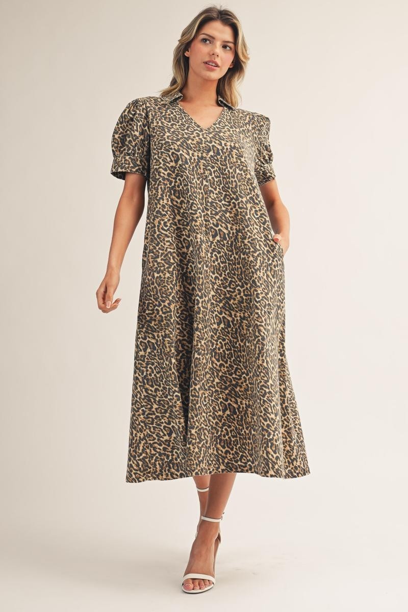 Jodifl Leopard Print Midi Dress in Animal