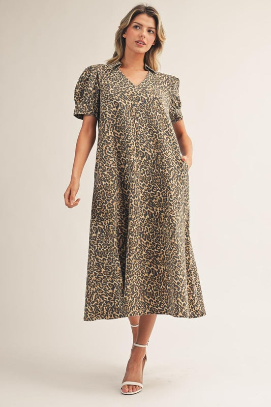 Jodifl Leopard Print Midi Dress in Animal