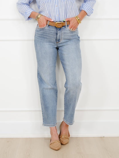 Judy Blue High Rise Light Wash Straight Leg Ankle Jeans