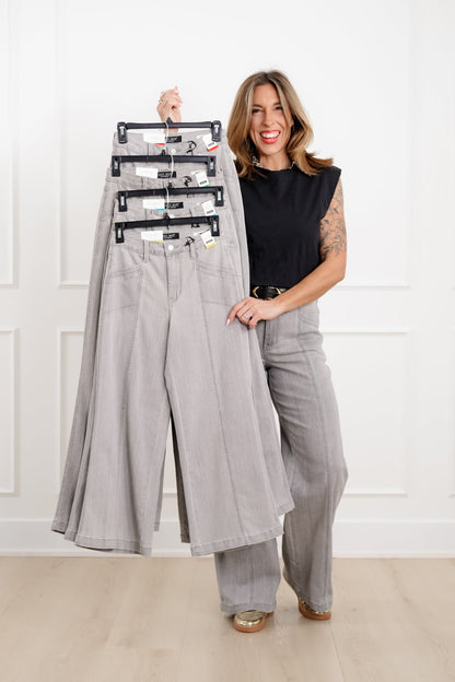 Judy Blue The Anastasia Multi Inseam High Rise Grey Retro Wide Leg Jeans