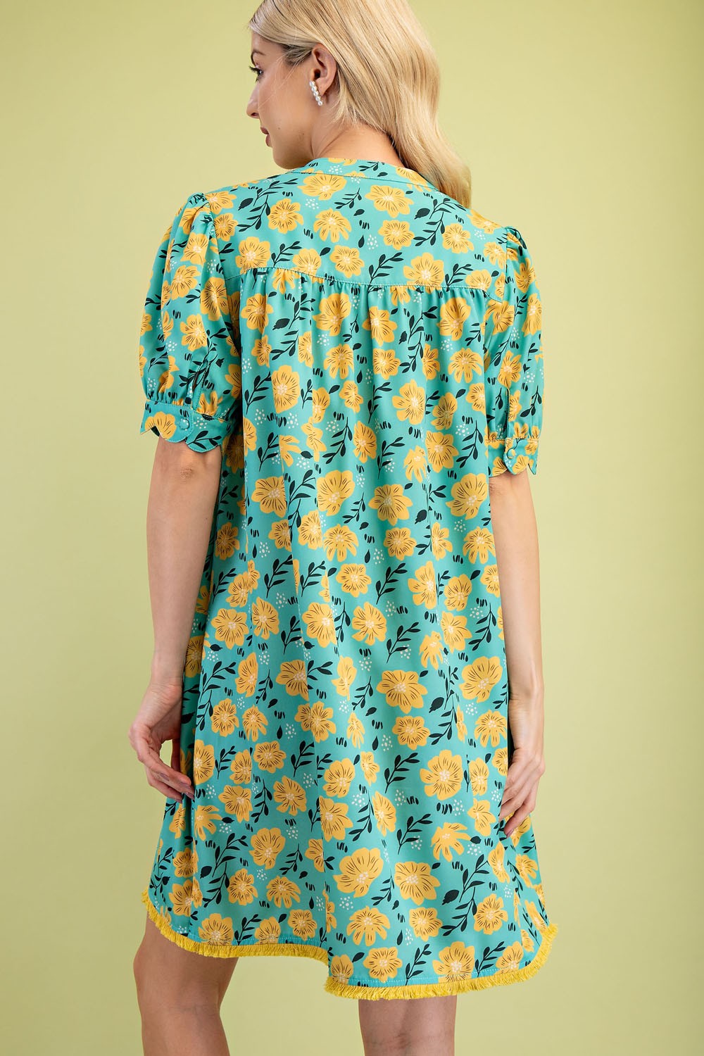 GiGio Floral Print Mini Dress in Green