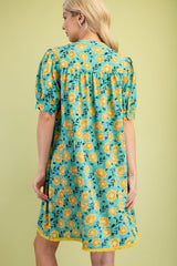 GiGio Floral Print Mini Dress in Green