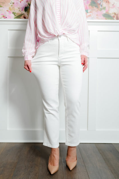 Judy Blue The Cape Cod  High Rise White Tummy Control Ankle Straight Leg Jeans