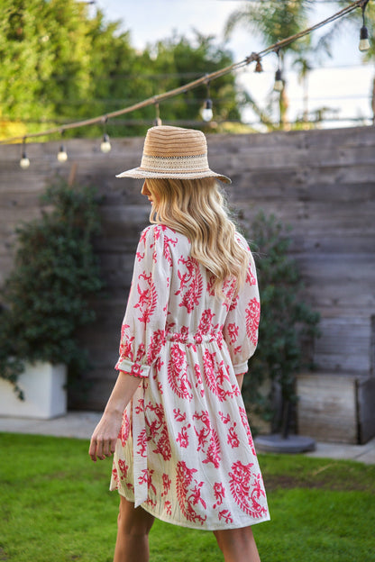 GiGio Printed Button Down Mini Dress in Raspberry