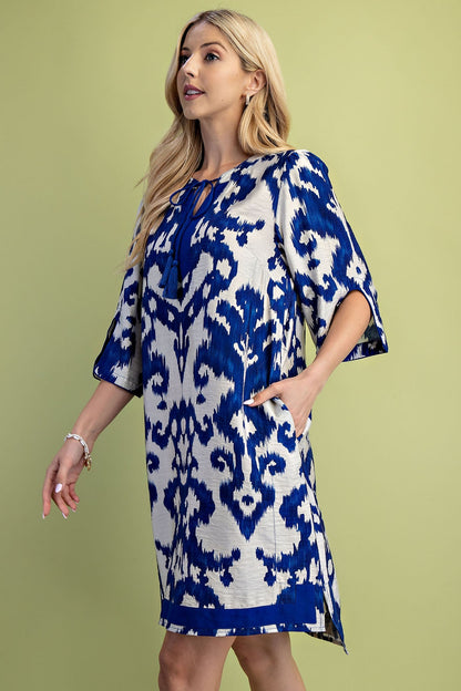 GiGio Abstract Print Mini Dress in Cobalt Mix