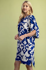GiGio Abstract Print Mini Dress in Cobalt Mix