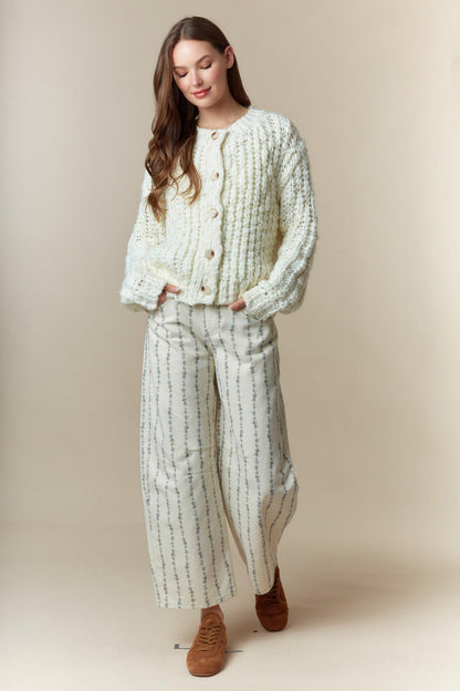 Peach Love Chunky Knit Cardigan in Cream