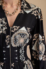 GiGio Tile Print Midi Dress in Black