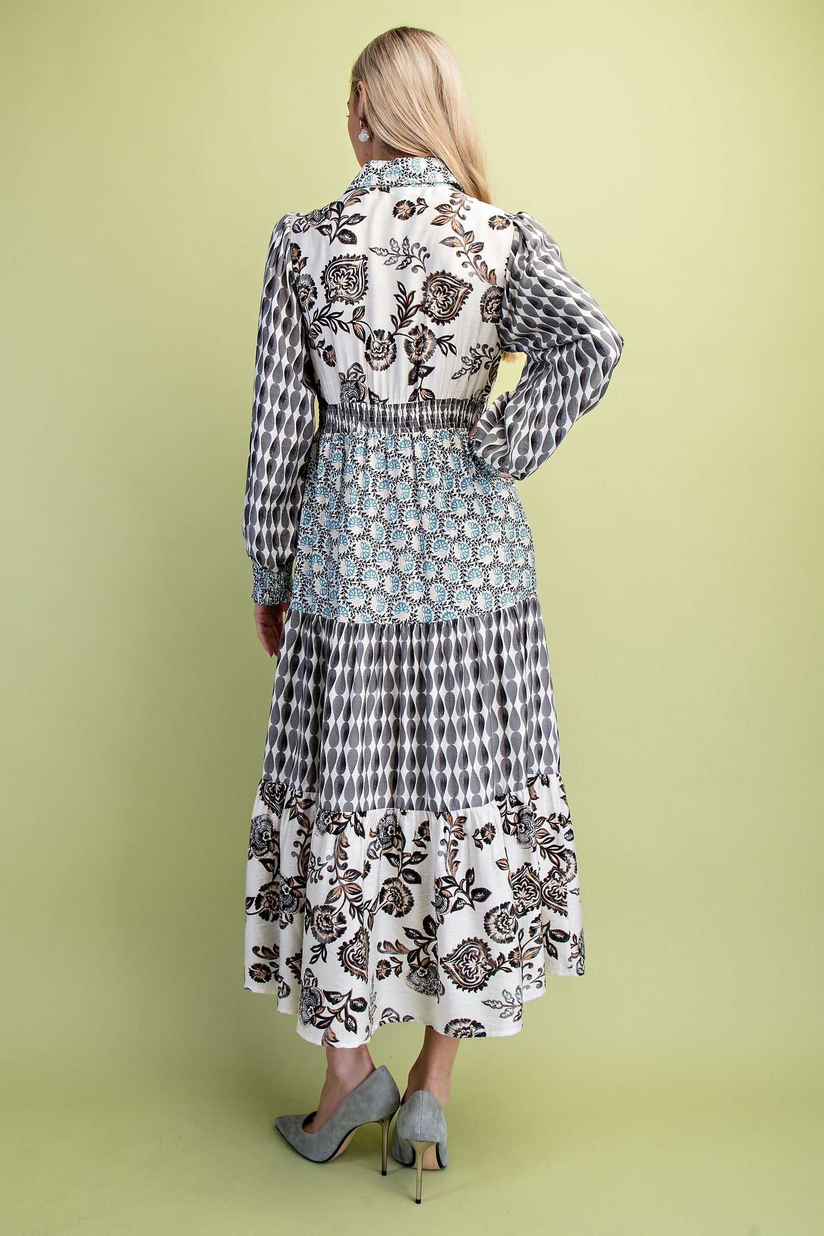 GiGio Mixed Print Maxi Dress in Black Mix