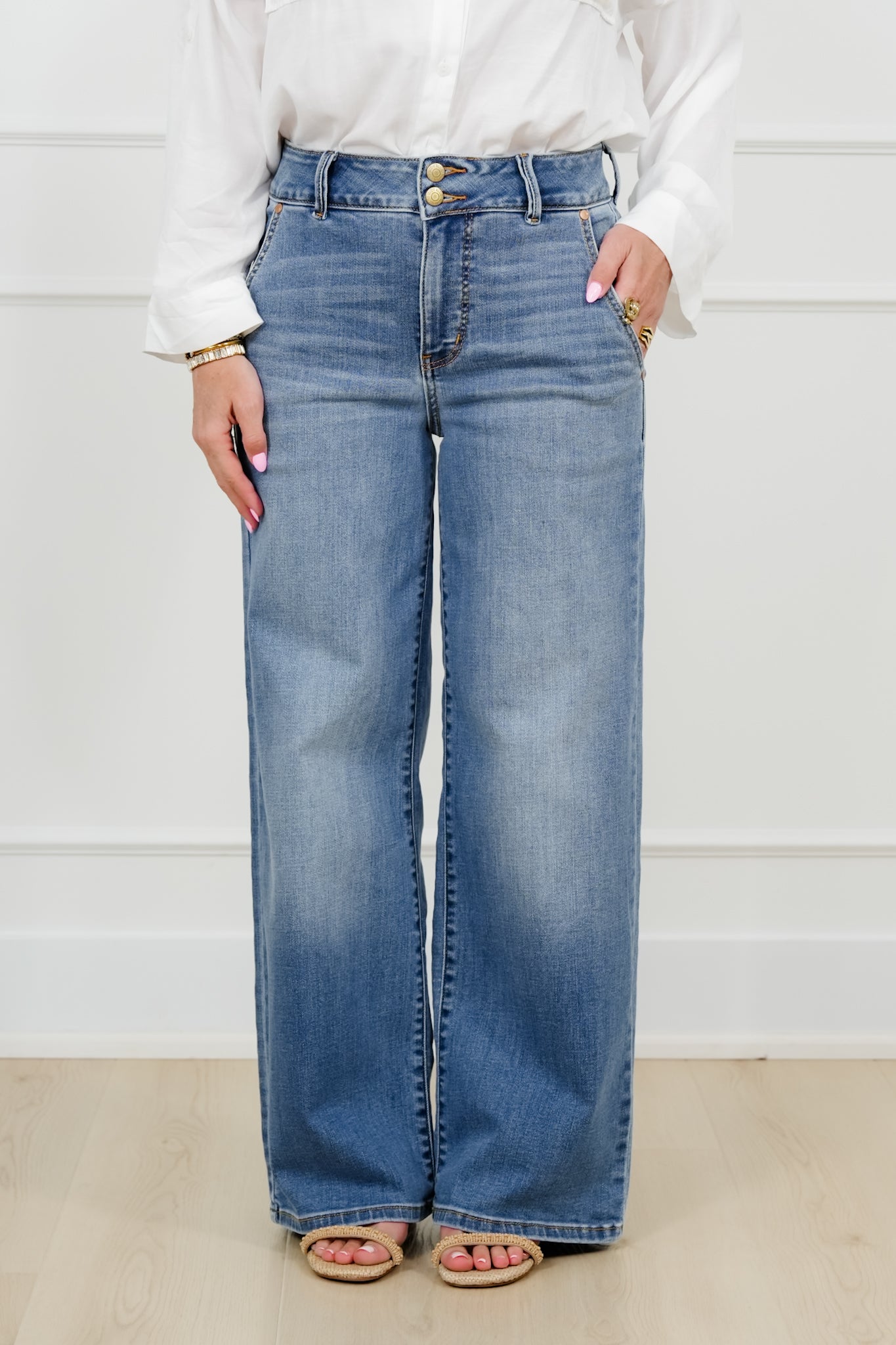 Judy Blue High Rise Medium Wash Multiple Inseam Column Jeans with Trouser Styling