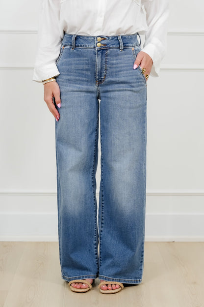 Judy Blue High Rise Medium Wash Multiple Inseam Column Jeans with Trouser Styling