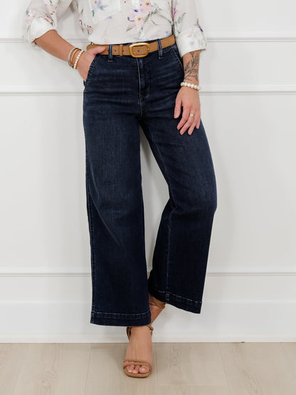 Judy Blue the Jasmine High Rise Dark Wash Wide Leg Ankle Trouser Jeans