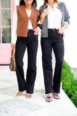 Restock! Judy Blue Dark Horse Black High Rise Black Tummy Control Classic Straight Leg Jeans