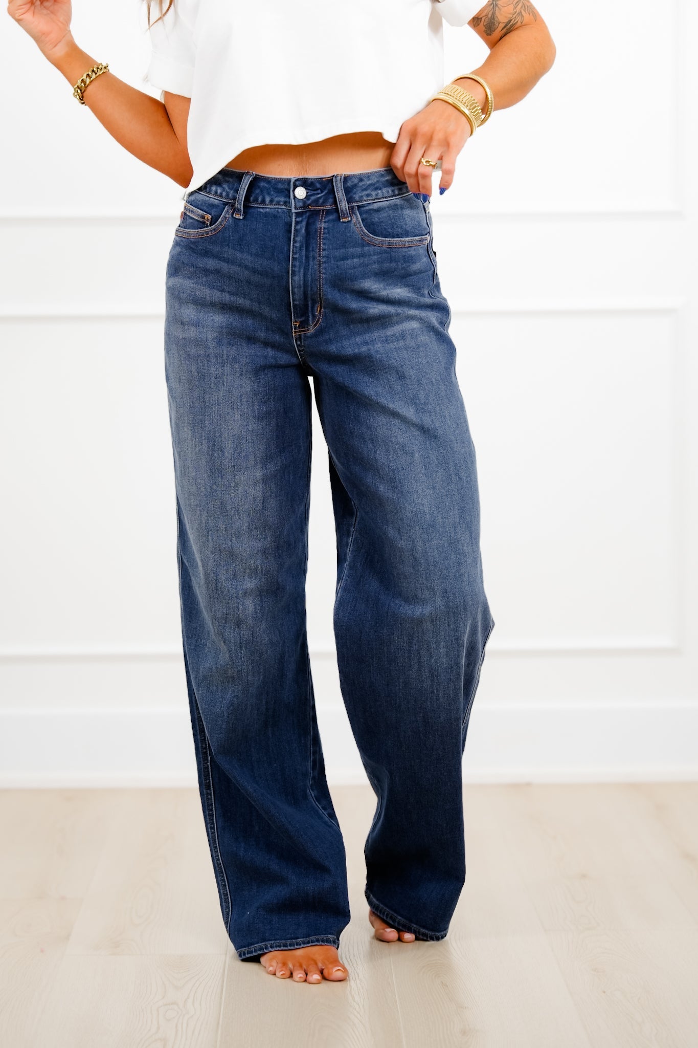 Judy Blue Everyday Icon High Rise Multiple Inseam Dark Wash Wilhelmina Baggy Jeans