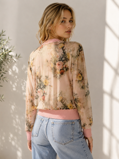 Sew in Love Floral Mesh Cardigan in Yellow/Pink